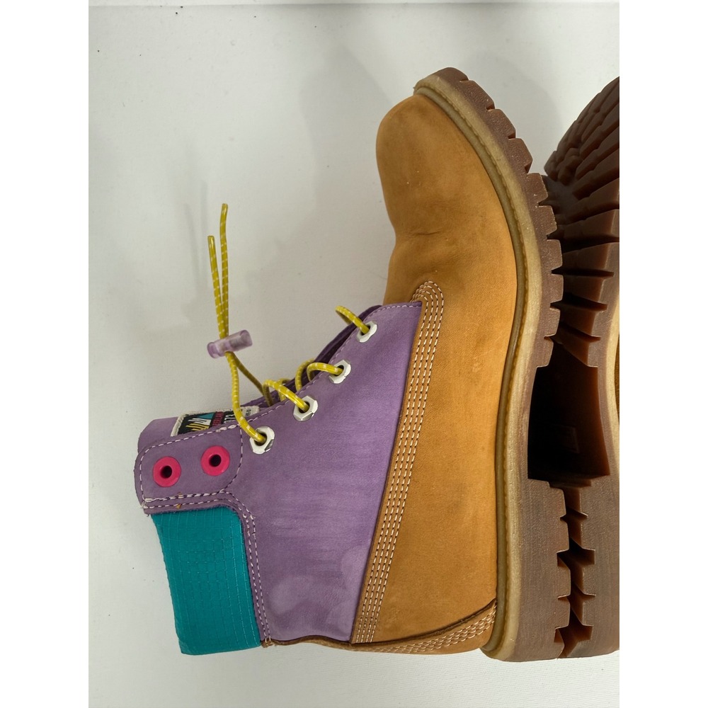 Timberland 6 Inch Premium Waterproof Boots Wheat Purple Teal Women Size 8.5 - Picture 9 of 13